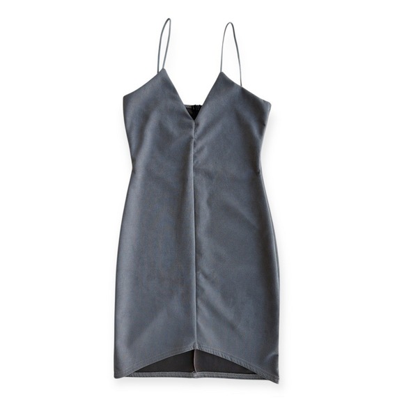 Missguided Dresses & Skirts - Women's Faux Suede Taupe Mini Dress 6 Bodycon Asymmetrical Y2K 90s